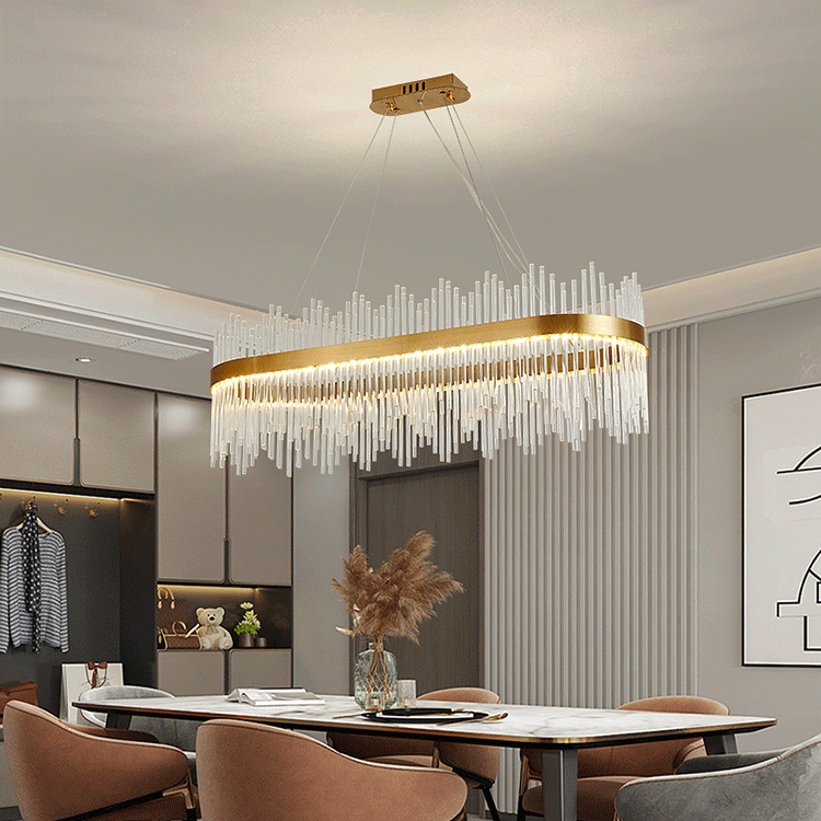 Lustre en cristal moderne avec bordure dorée