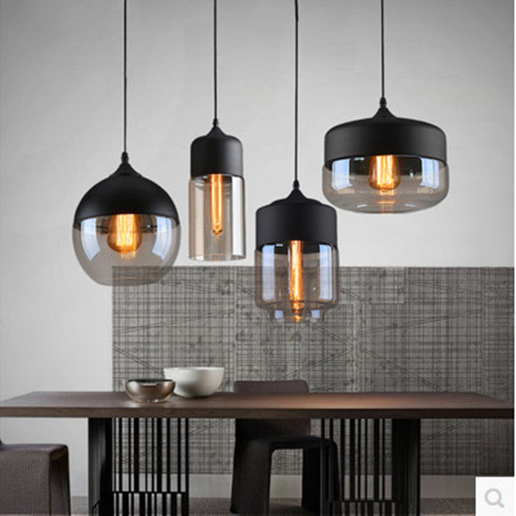 Minimalist Black Amber Glass Pendant Light - Perfect for Trendy Interiors