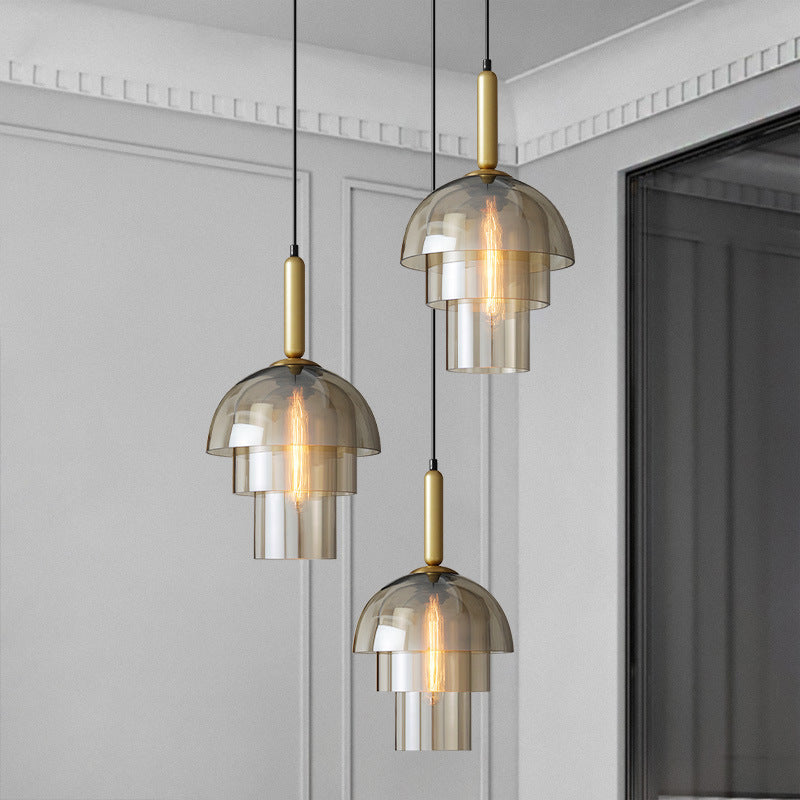Smoked Amber Glass Pendant Light - Elegant Design for Modern Interiors