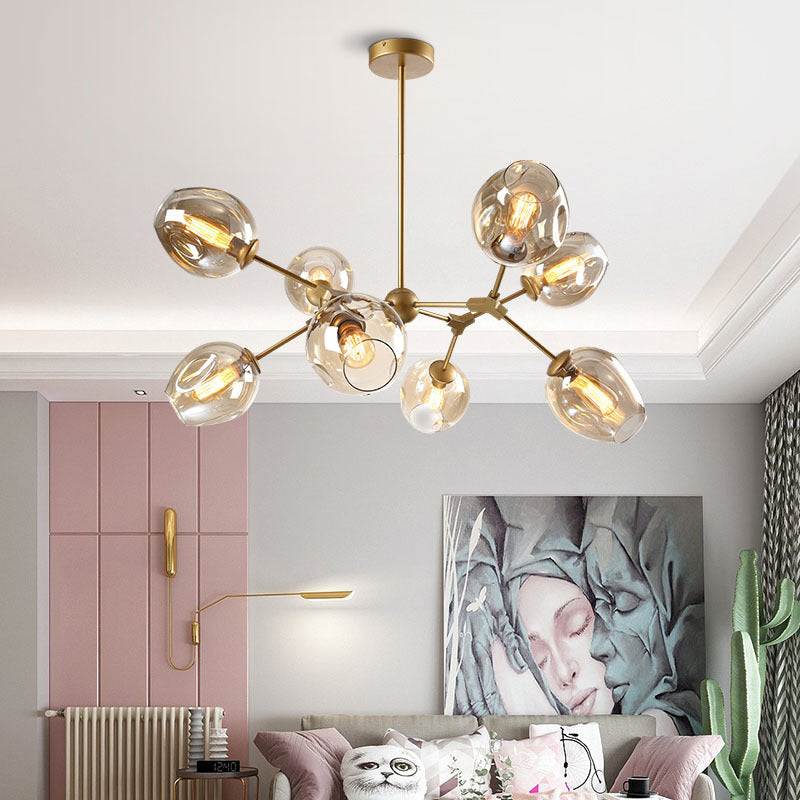 Elegant Quartzite Glass Pendant Light - Modern Metal Chandelier with G4 Bulbs for Stylish Interiors