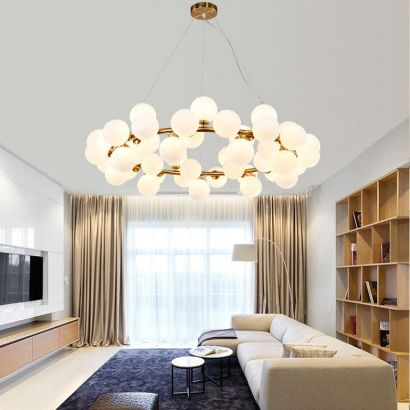 Elegant 25-Head Gold Pendant Light - Modern Metal & Glass Chandelier with G4 Bulbs for Stylish Interiors