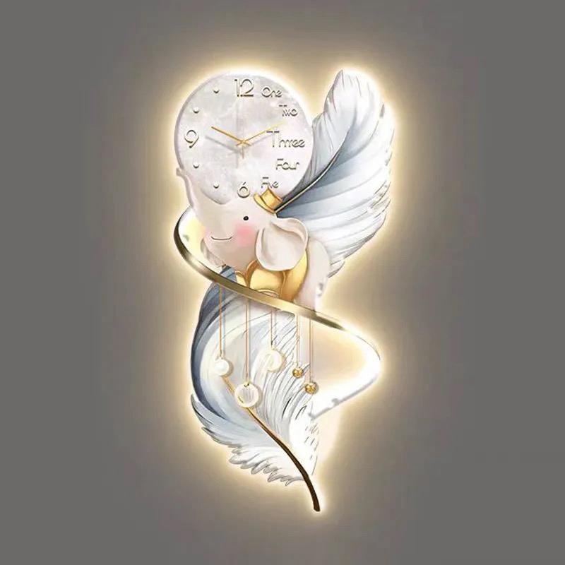 Angelic LED Wall Art - Serene 3D Wall Hanging Sculpture with In-built Clock for Tranquil Spaces