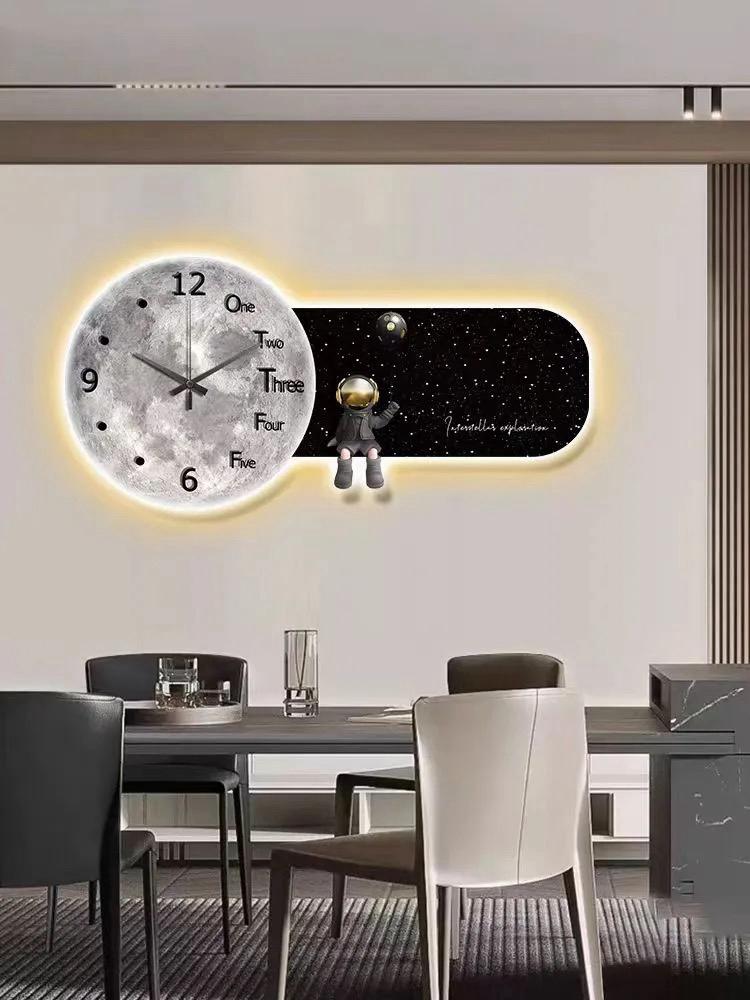 Moon Surface LED Wall Art - Space Themed 3D Wall Hanging Sculpture with In-built Clock for Modern Décor
