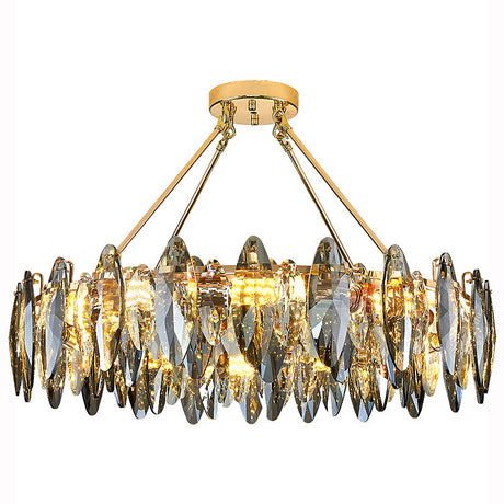 Lustre moderne en cristal à feuilles