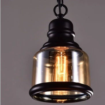 Industrial Black Amber Tapered Glass Pendant Light for Modern Interiors