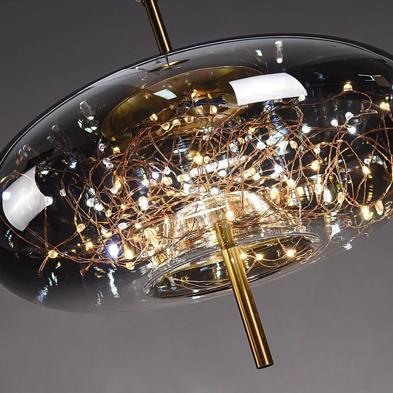 Cylindrical Amber Glass Pendant Light - Modern Design with