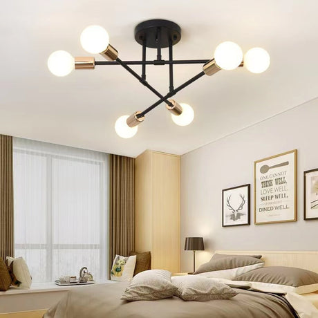 Elegant Sputnik Pendant Light - Mid-Century Modern Metal & Glass Fixture with E27 Bulbs