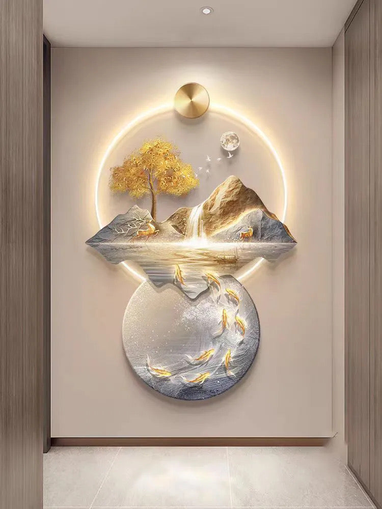 Rippling Nature LED Wall Art - Peaceful 3D Wall Hanging Sculpture for Zen Décor